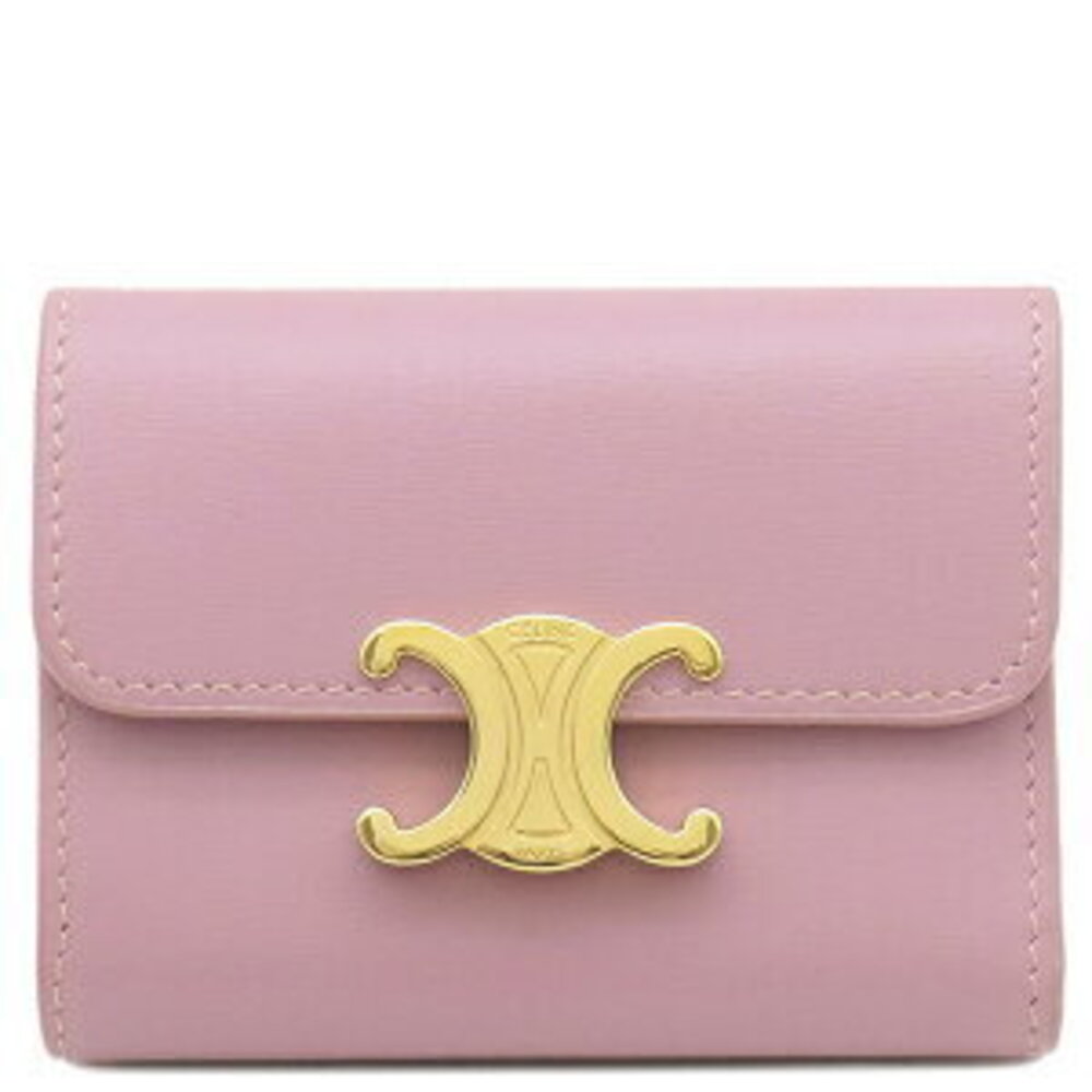 Celine wallet compact pink leather Triomphe coin - Picture 2 of 14